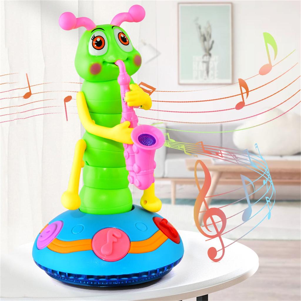 Interactive Caterpillar Musical Toy with Rotating Base and Light-Up Features for Children Educational Entertainment Playset