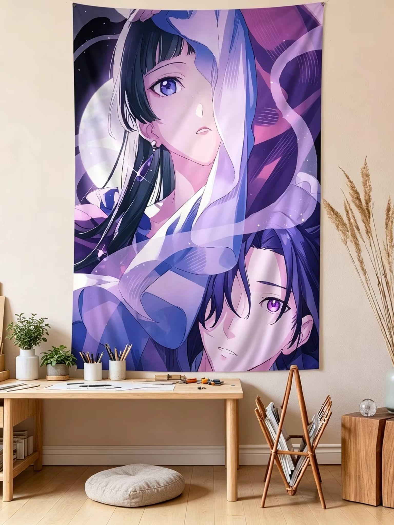 1 Stück Die Apotheker-Tagebücher Anime Wandteppich Wandbehang Kulisse Stoff Dekor Hängend Tarot Hippie Wandteppiche Schlafsaal Zuhause 60cmX90cm