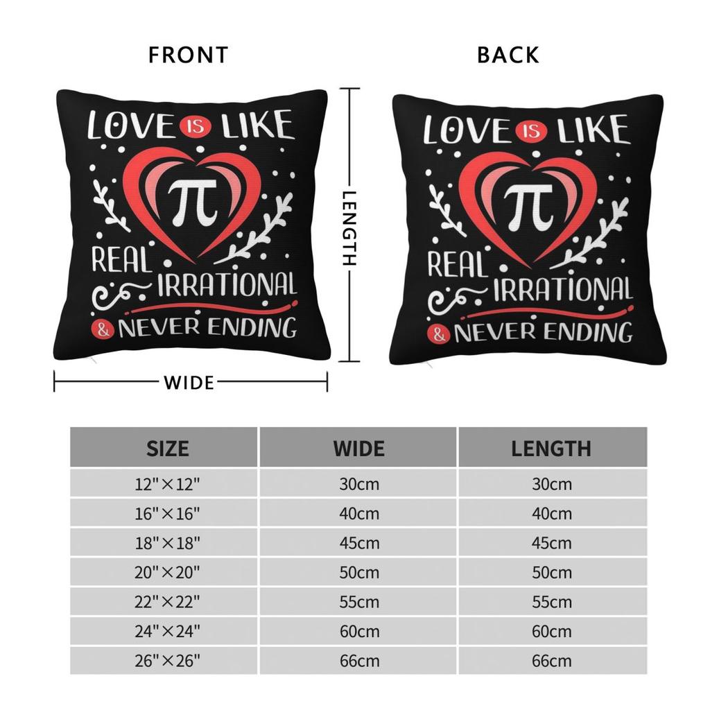 Love Is Like Pi Valentines Day Pillowcase Polyester Linen Velvet Printed Zip Decorative Pillow Case Home Cushion Cover
