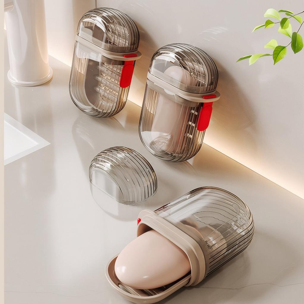 2Pcs Portable Soap Tray Leakproof Transparent Soap Case Anti-Slip Plastic Sealing Soap Box Bathroom Camping Traveling Supplies