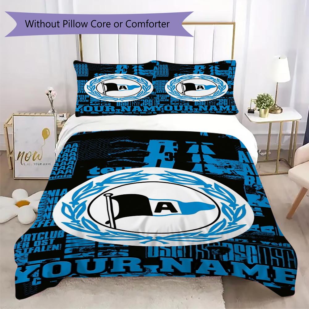 Custom Name Arminia Bielefeld Pattern Bedding uilt Set uilt Cover Pillowcase Home Decoration Birthday Gift (1*duvet cover+2*pillowcase without core)