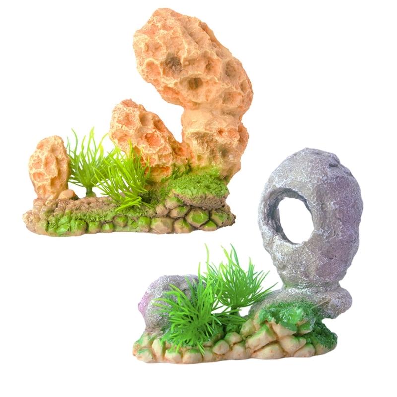 Aquariums Decorations Mountain Rockery Landscape Resin Craft Model Statue for Shrimp Fish Fishtanks Hideouts Cave House
