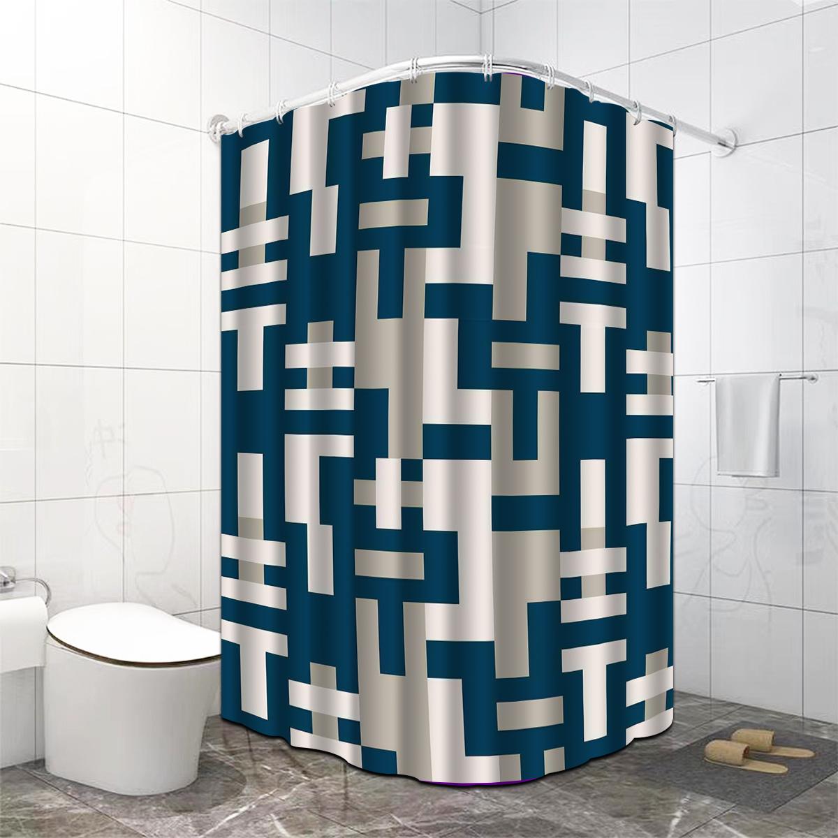 

Jit1Pc White Line Shower Curtain, High-End Elegant Bathroom Decoration Pattern W60H190(CM)-1 Pcs
