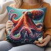 1pc Enormous Octopus Art Pattern Pillowcase - Marine Life Design Cushion Cover, Soft Comfortable Short Plush Pillowcase, Zipper Closure, Machine Washa