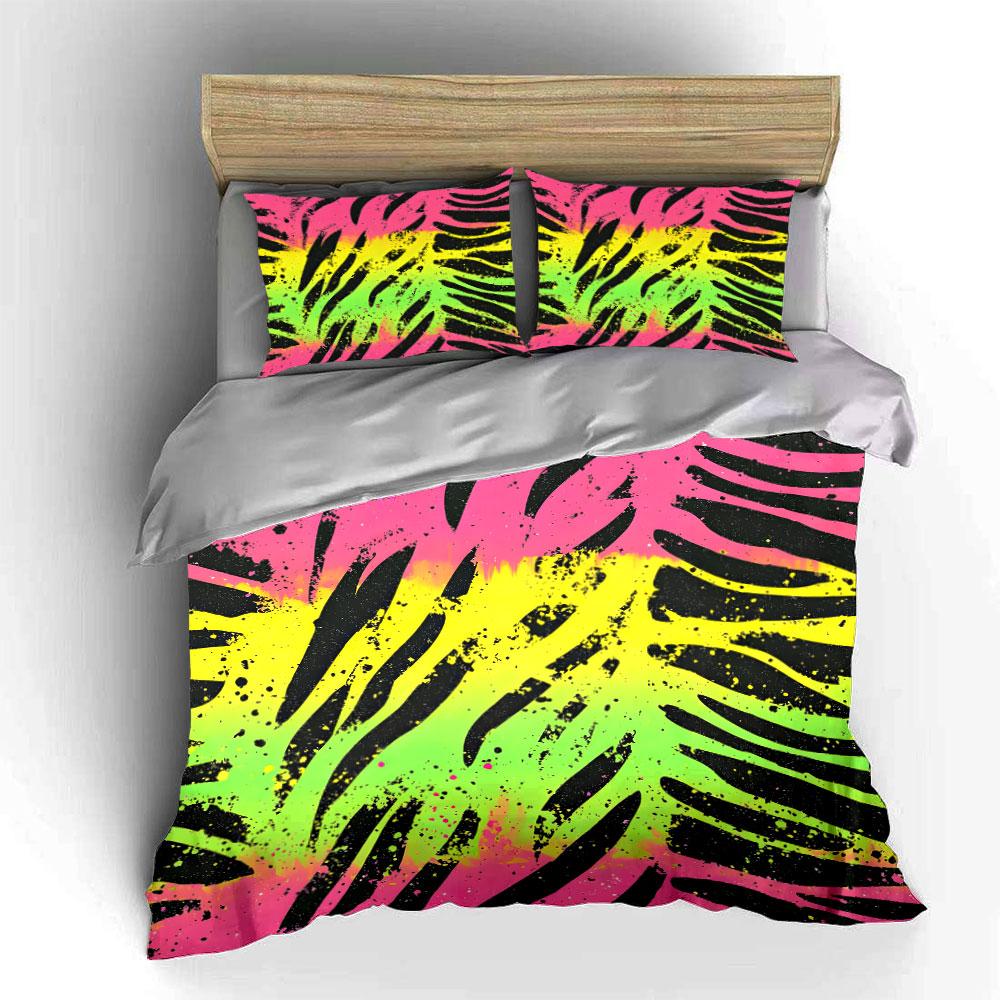 "Vibrant Zebra Pattern Bedding Set"  Kid's and Adults' Bedroom Decor, Exquisite Three-piece Bedding Set Gift