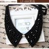 Fashion Wild Retro Beaded Sequins Rhinestones Pearl Lace Collar False Necklace DIY Clothes Shirt Sweater Decoration