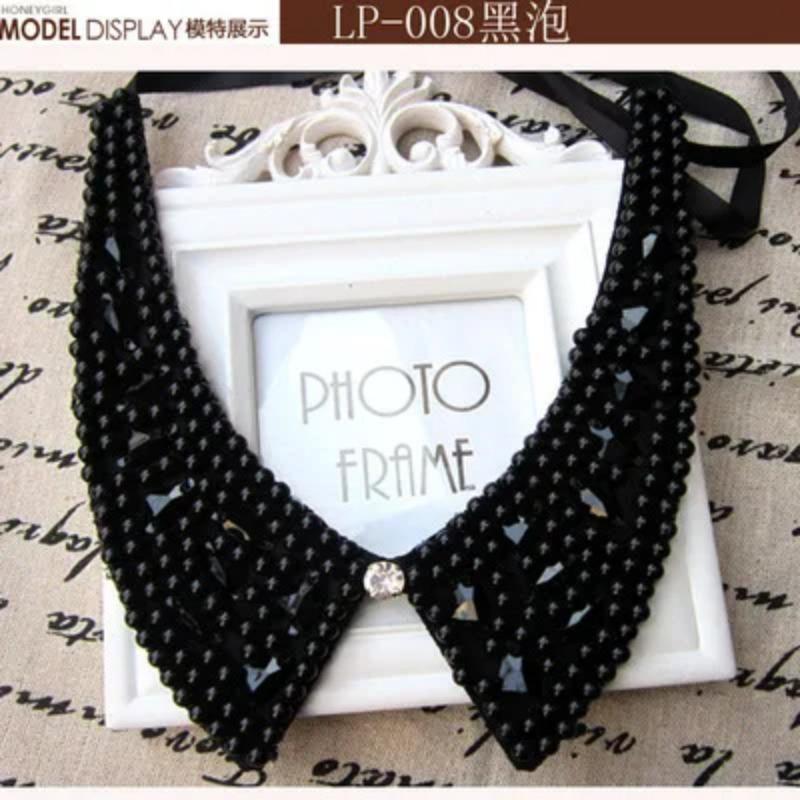 Fashion Wild Retro Beaded Sequins Rhinestones Pearl Lace Collar False Necklace DIY Clothes Shirt Sweater Decoration