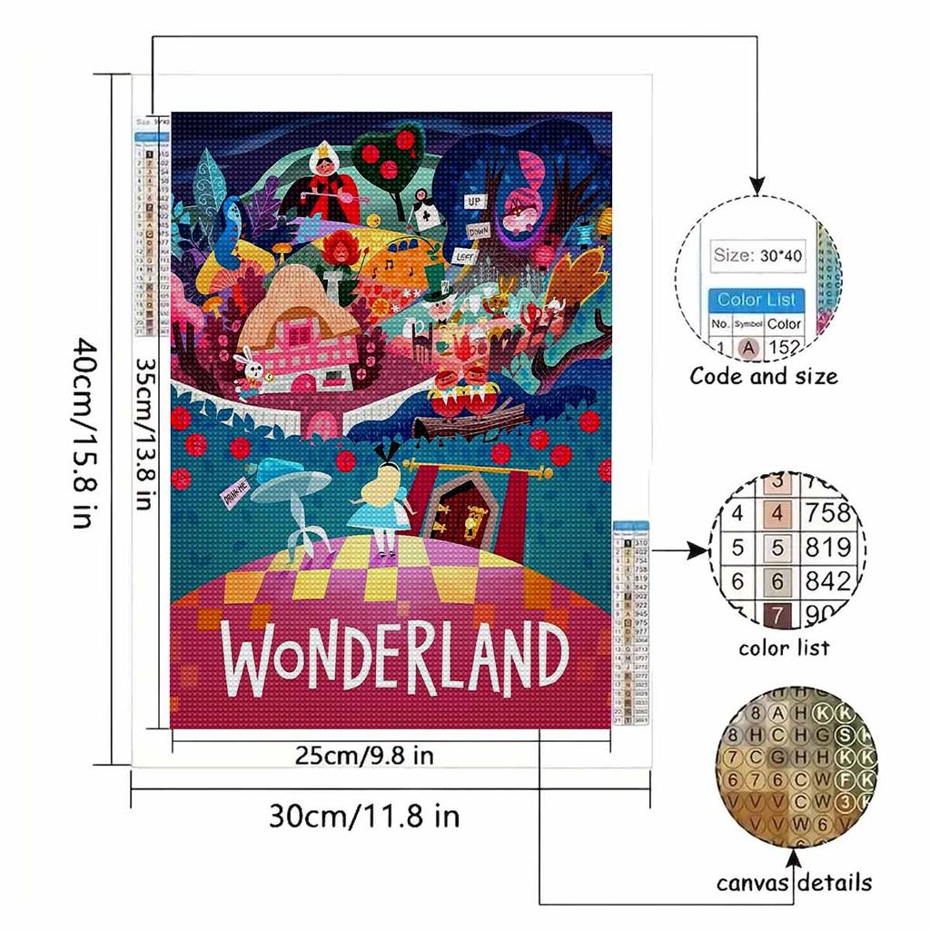 Full Round Diamond Painting Wonderland Art Rhinestone Picture Mosaic DIY 5D Cross Stitch Embroidery Home Decoration