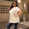 Letní dámské tričko Plus Size Tričko s výstřihem do V a krátkým rukávem