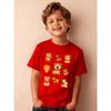 Summer Boys' Fashion Short Sleeve T-Shirt, Cartoon Lion Cartoon Pattern Print Outdoor Casual Top