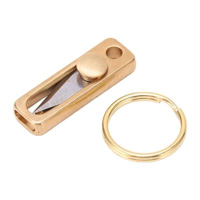 Mini Schiebe-Zug-Messer Messing Edelstahl Hand am Schlüsselanhänger Tragbares Öffner-Werkzeug für Paket Brief