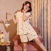 Women's 100% Cotton Summer Pajama Set - Sleeveless Tank & Shorts with Cute Cartoon Design and Chest Pads