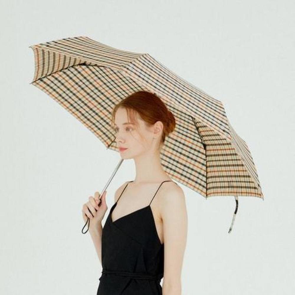 Daks Brown Check 3 Fold Automatic Umbrella  Umbrella Compatible  Dbum6e801w2 Single option