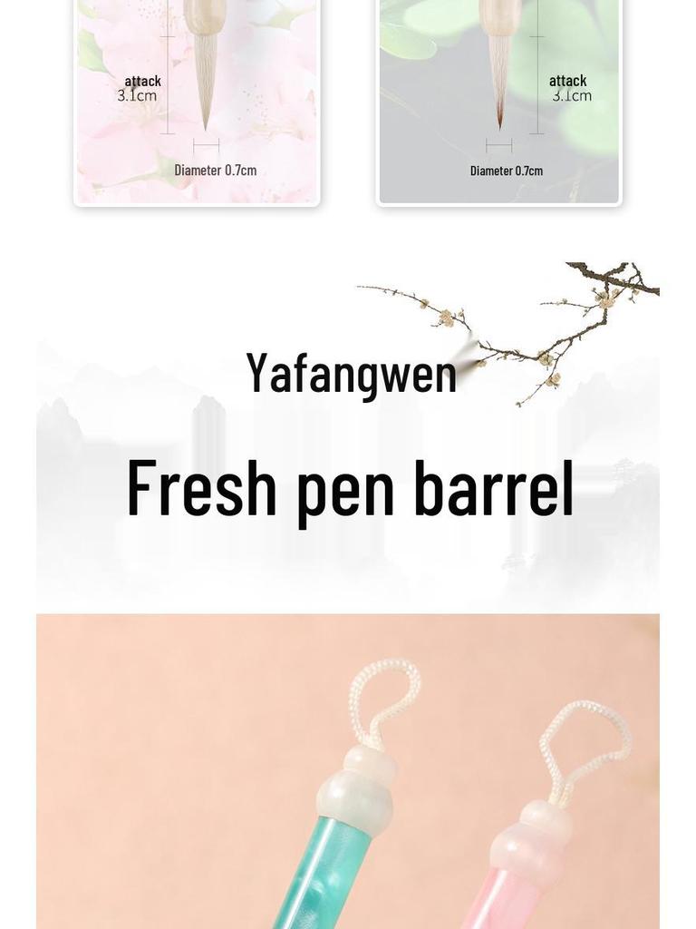 Pincel de Caligrafía Zou Wenguang con Jade Verde y Pelo de Cabra Mango Acrílico para Pintura China – Grado Profesional Principiante.