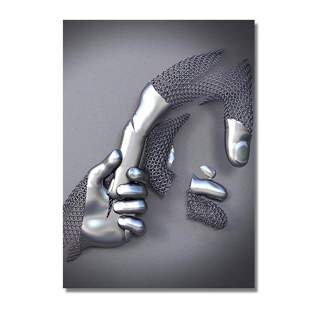 Love Couples Poster 3D Metal Figure Statue Canvas Painting Human Body Sculpture Wall Art Printing Picture for Home Room Decor