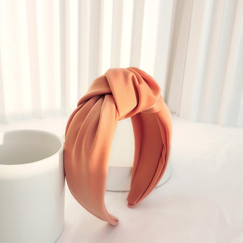 

1Pc Fabric Fashion Cross Head Wrap Hair Hoop Women s Twist Headband Bow Knot Wide Edge оранжевый/красный