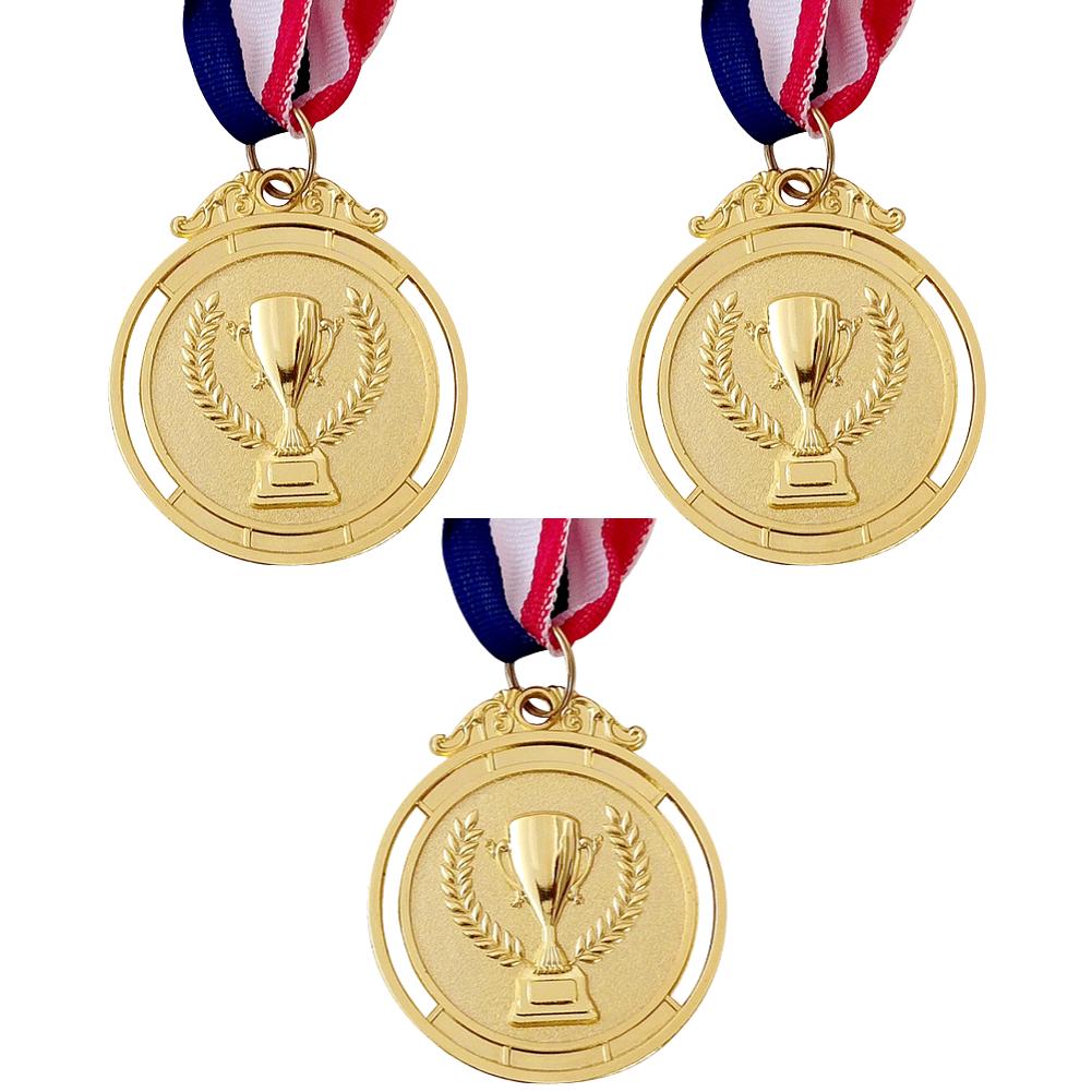 50-1PCS 2 Inches Gold Silver Bronze Award Medal with Neck Ribbon Gold Silver Bronze Prize Round for Competitions Party