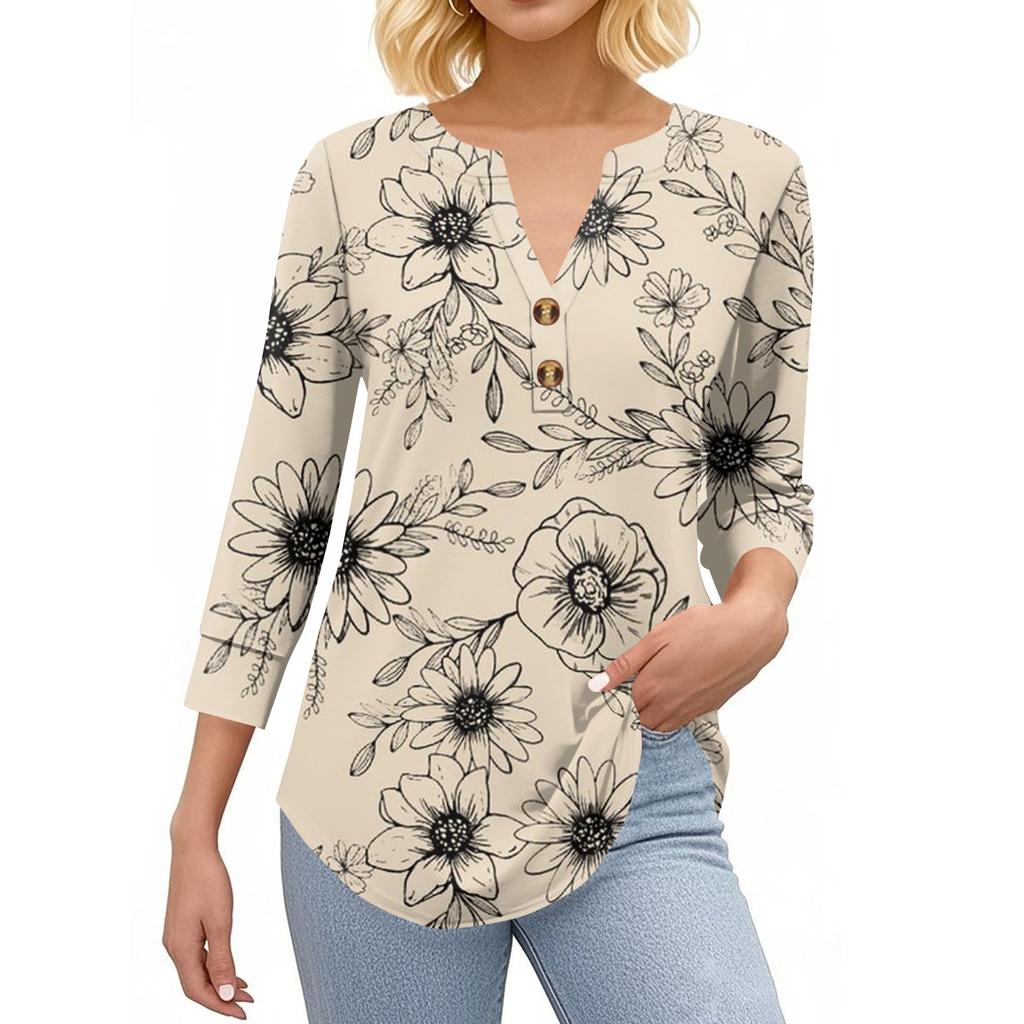 Camisas de Manga 3/4 Heley para Mujer Moda Verano Blusas Ropa para Vacaciones en la Playa