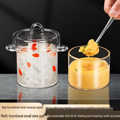 Borosilicate Glass Stew Pot & Bowl for Steamed Eggs and Soup.
