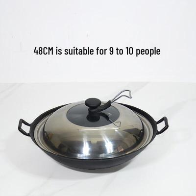 HDST Traditional Cast Iron Double-Handle Wok for Wood Stoves