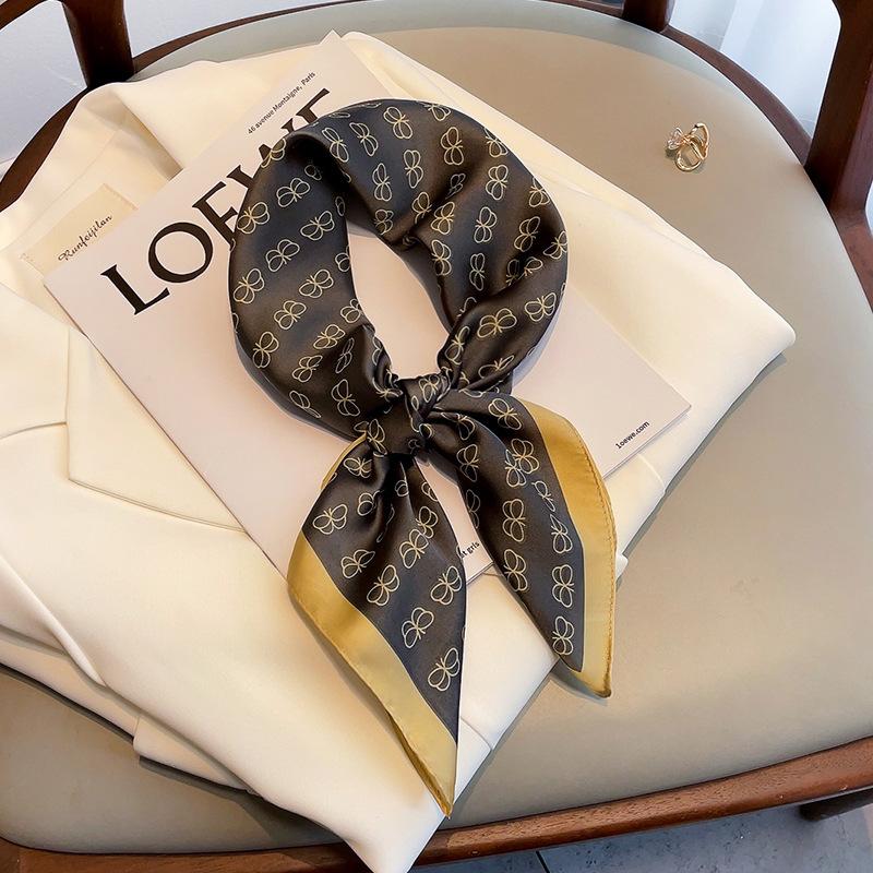 Elegant Floral Scarf for Lady Fashion Square Silk Neck Kerchief Bandana Foulard Soft Hairbands Women  New Bufanda