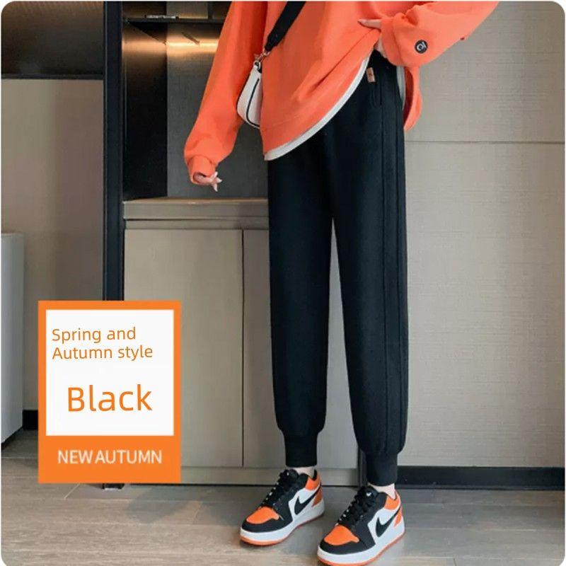 

Sports Pants Female Summer Thin 2025 New Arrival Pure Cotton Casual Sweatpants Small Spring & Fall Student Loose Tapered Pants Black 6063 (regular model) S