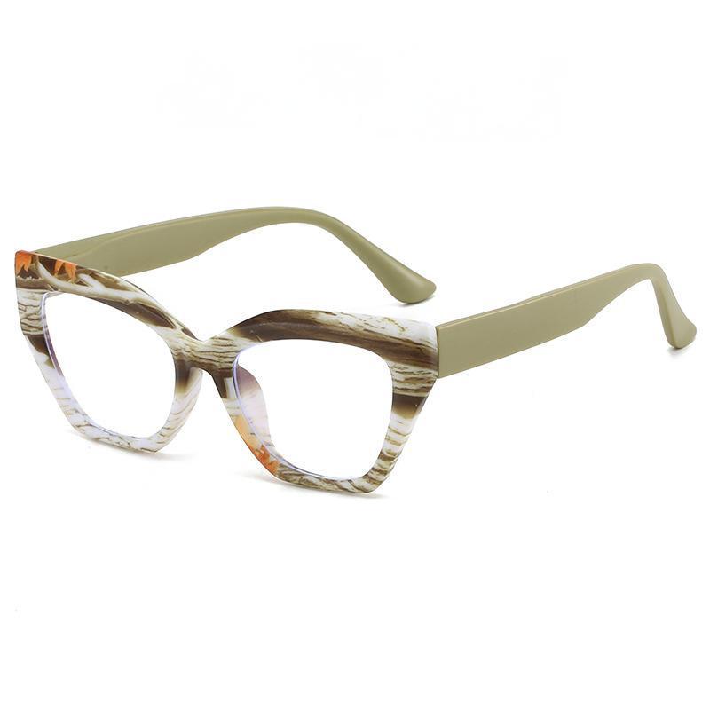 Floral Cat-Eye Anti-Blue Light Reading Glasses with Spring Temples for Middle-Aged and Elderly