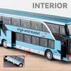 1:30 Scale Double-decker Business Bus Alloy Model Toy Car Sound Light Pull Back 5 Doors Opened Simulation Vehicle Models Toys