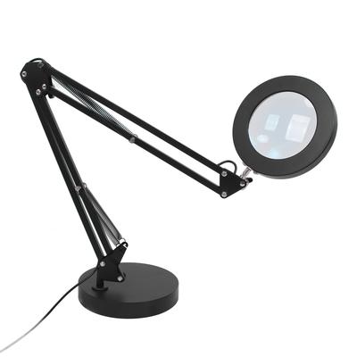 Schreibtisch-LED-Lampe 3000K‑6000K 10 Helligkeitsstufen 72 LED-Chips Schönheits-Schwenkarmleuchte mit 5-facher Lupe