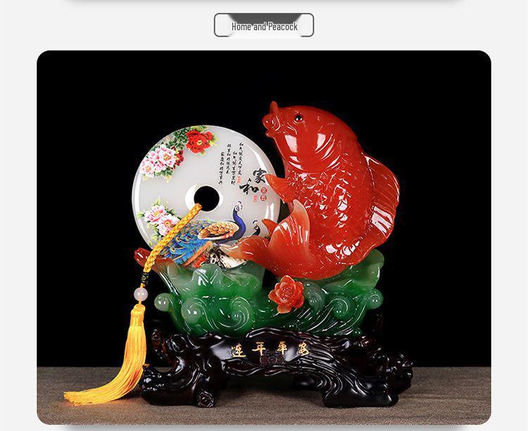 Yearly Abundance Fish Ornament: Home Decor for Living Room, Wine Cabinet, TV Stand - Perfect Housewarming Gift