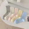 Korean Style Women Socks Summer Cotton Thin Breathable Middle Tube Socks Solid Color White Gray Pink Blue Yellow Long Socks Sox