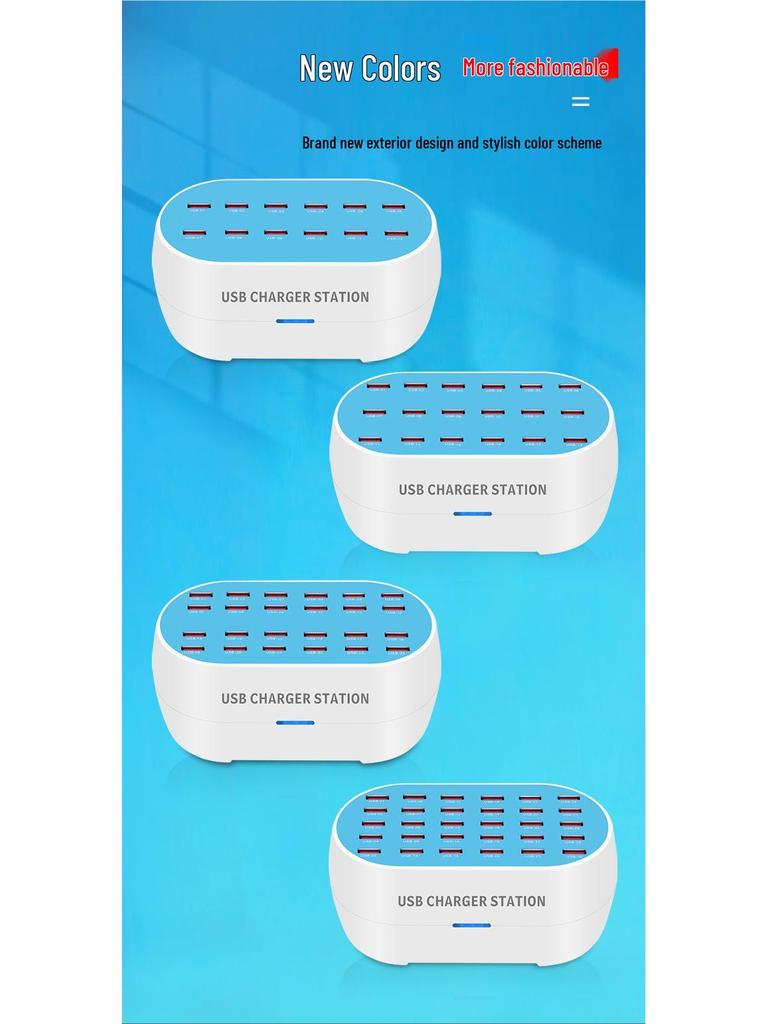 High-Power 160W Multi-Port USB Smart Charger: 30, 24, 18, 12-Port Options