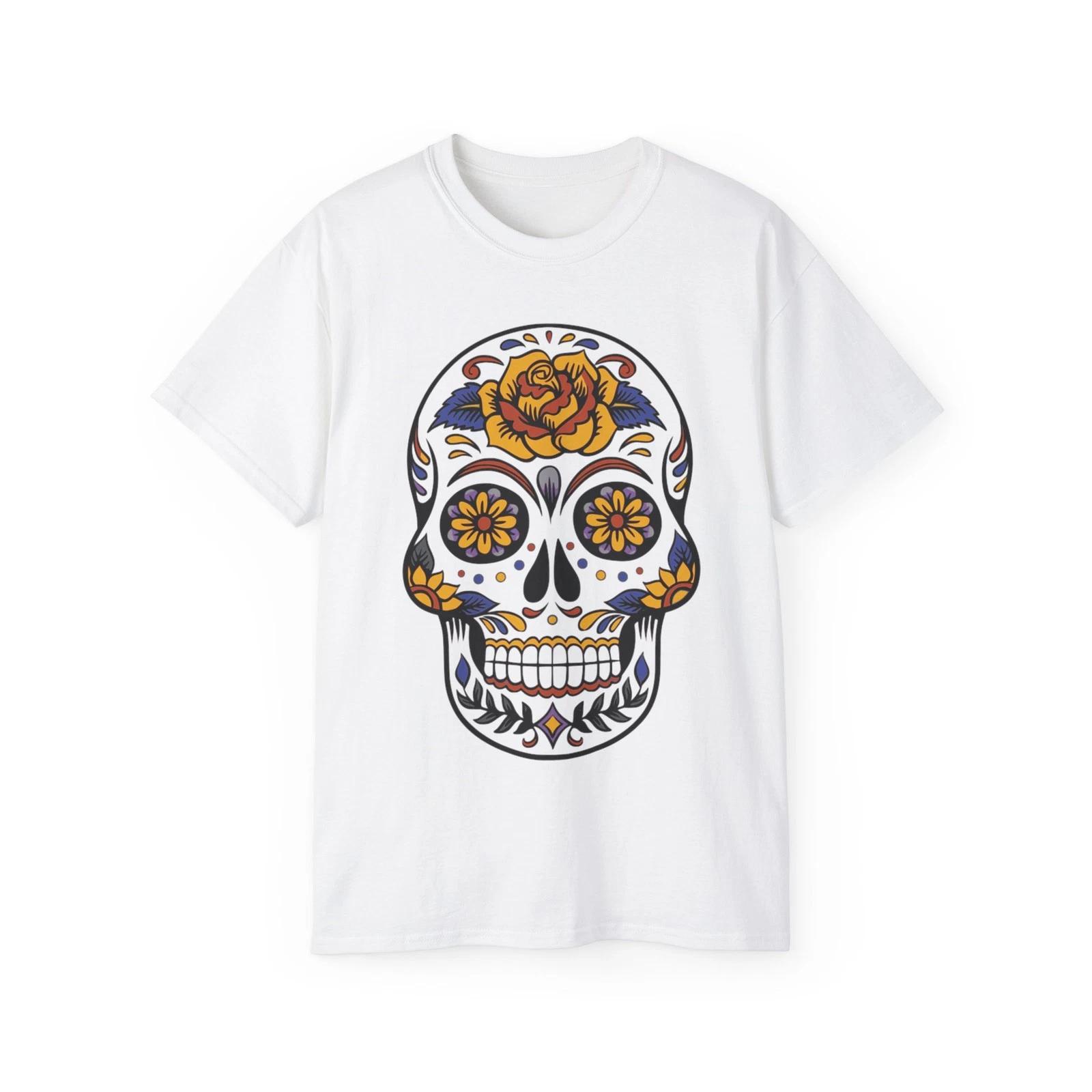 Skull Day Of The Dead Dia De Los Muertos | Custom Graphic T-Shirt 4XL