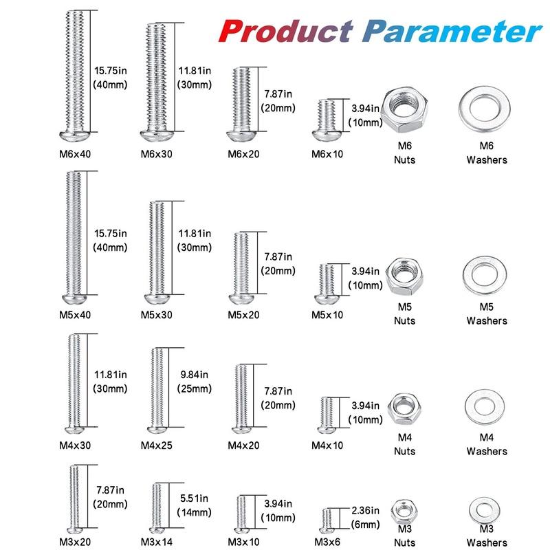 1080pcs Screws Bolts and Nuts Assortment Kit, Metric Machine Screws and Nuts and Flat Washers, M3/M4/M5/M6