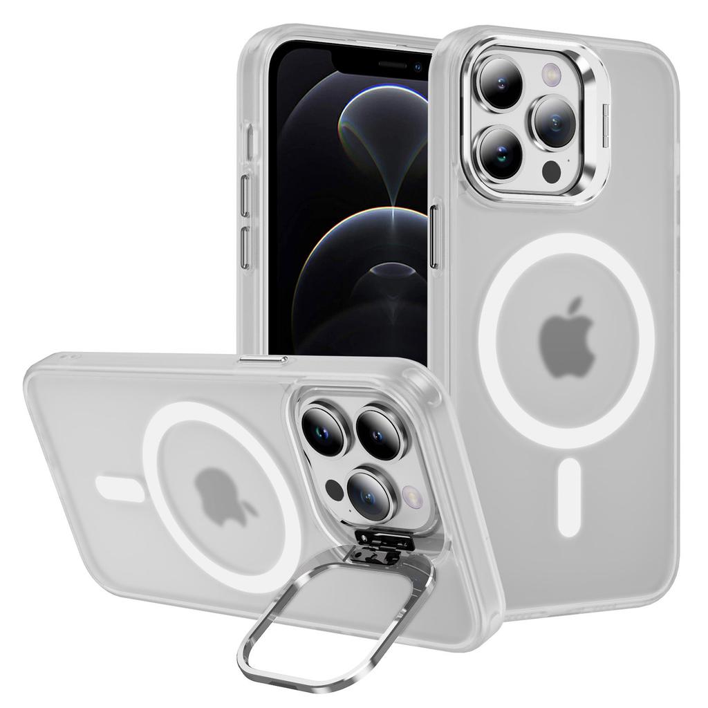 For iPhone 12/12 Pro Case Compatible with MagSafe PC+TPU+Metal Phone Cover Kickstand
