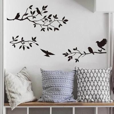Decorazione Moda Casa Adesivi Murali Uccello Foglia Albero Vinile Decorativo per Adesivi Soggiorno Bambini Accessorio da Muro