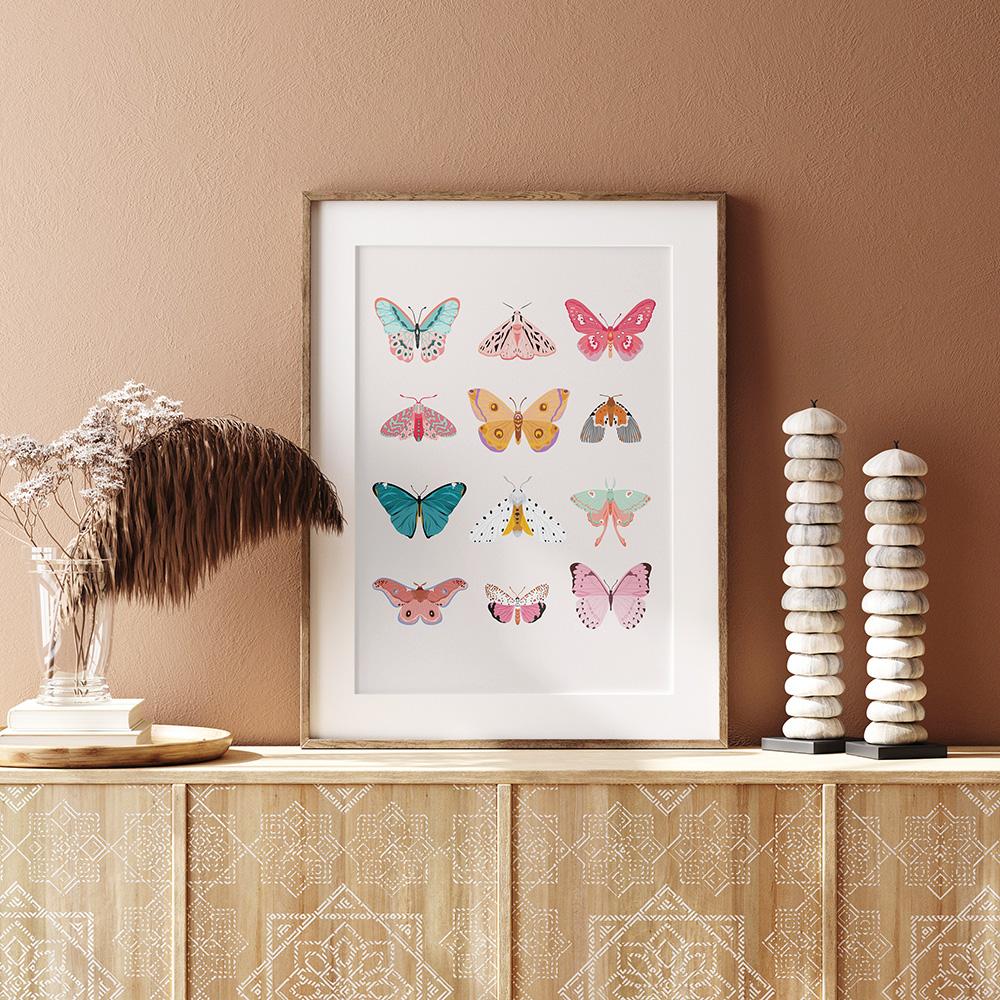 

Винтажный плакат бабочки Абстрактный нейтральный художественный принт Ретро Холст Живопись Современная детская настенная картина для гостиной Домашний декор