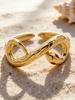 18k Gold-Plated Zirconia Inlaid Stainless Steel Open Ring Set - Modern Fashion Jewelry