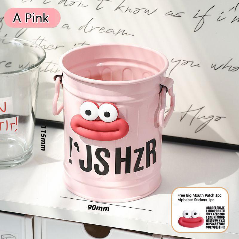 Big Mouth" Iron Pen Container Iron Pen Holder Student Desktop Iron Barrel Office