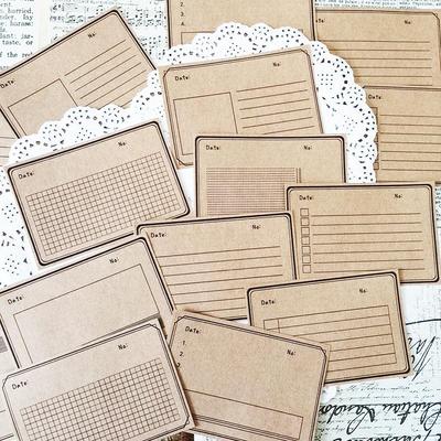 Autocollants de Planificateur TN en Papier Kraft Vintage et Notes Adhésives à Carreaux pour Journaux Râpés