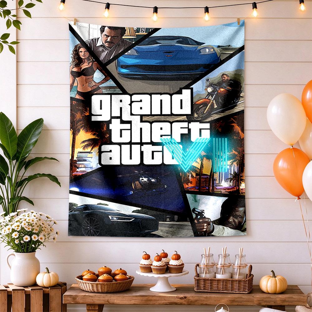 Gta Boho Wall Tapestry Retro Boho Ideal for Bedroom Studio Wall Dorm Wall Year-Round Vintage Wall Art Perfect Gift for Dorm Roommate