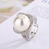 Jewelry Copper Platinum Plated Pearl Premium Texture Ring 14Mm