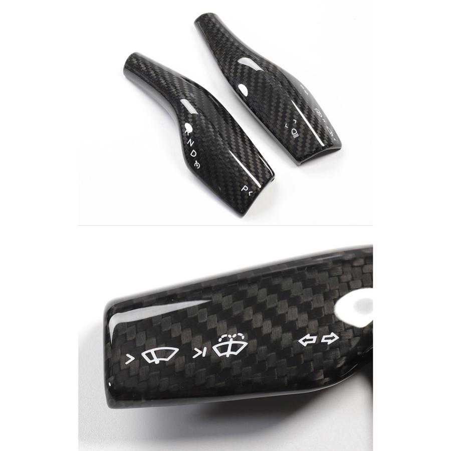 For Tesla Model 3 Y Gear Shift Cover Steering Wheel Accessories Glossy Carbon Fiber Look