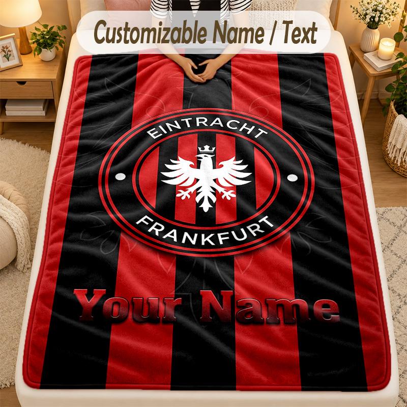 FlaneldeckeEintracht Frankfurt Benutzerdefinierter Name Text Personalisierte Weiche Warme Überwurfdecke Heimdekoration Geschenk