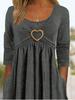 Stylish Heart-Embellished Layered Solid Color Dress