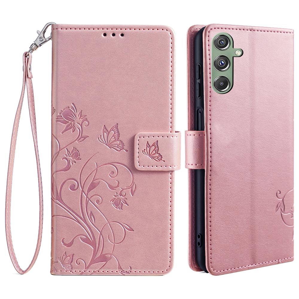 For Samsung Galaxy M34 5G/F34 5G Case PU Leather Card Slots Holder Pocket Butterfly Flower Phone Cover