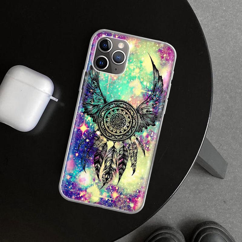 Retro Feather Dreamcatcher Phone Case Cover for iPhone 11 12 13 Mini 14 15 Plus 16 Pro Max 17 Air 7 8 + SE Art Customized Fundas