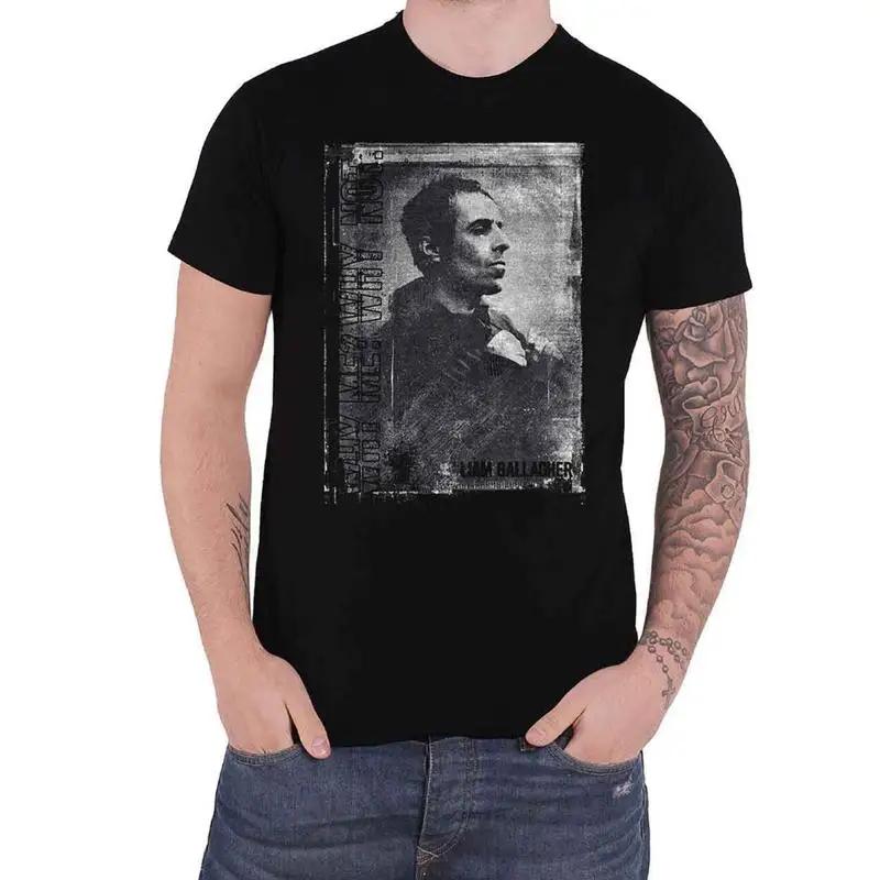 Liam Gallagher T Shirt Monochrome Portrait Logo New Official Black S разноцветный