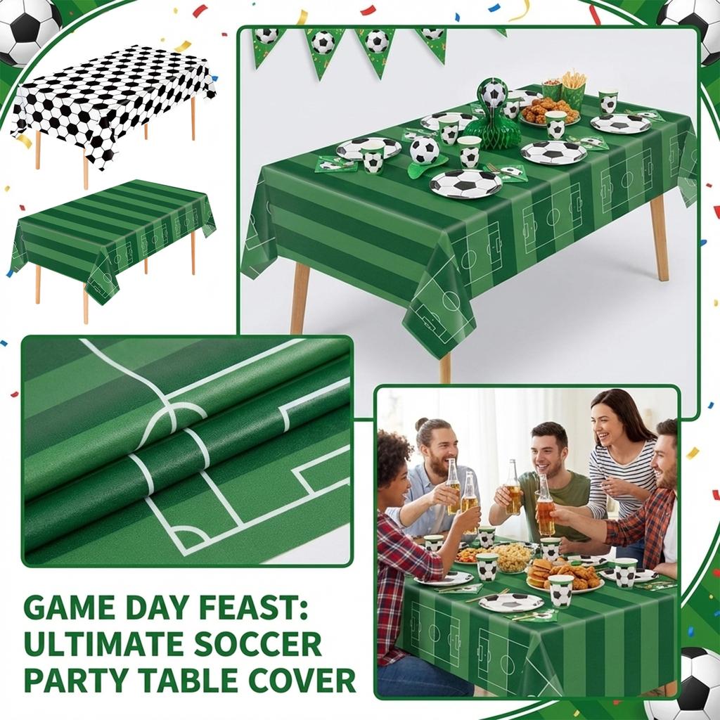 Disposable PEVA Plastic Tablecloth With Thickened Oil Resistant Football Party Tablecloth