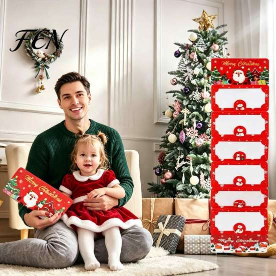 Surprise Money Gift Box Christmas Cash Envelopes, 6 Slots Foldable Holder, DIY Decorative Paper Pouch Holiday Card Booklet for Xmas Parties,